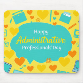 Fröhlicher Admin-Tag Büro-Icons Grafik Kunst Mousepad