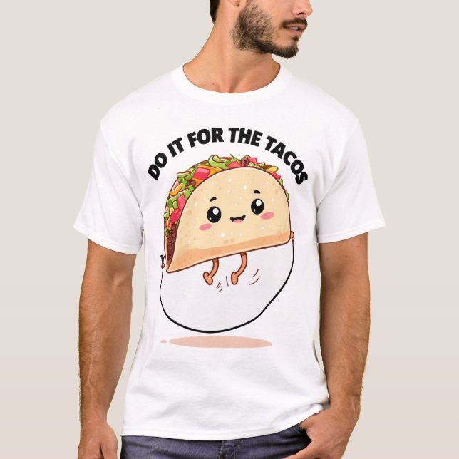 Fröhlicher Anthropomorpher Taco-Sprung T-Shirt (Vorderseite)