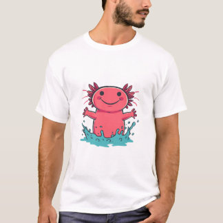 Fröhlicher Axolotl Im Wasserspritzer T-Shirt
