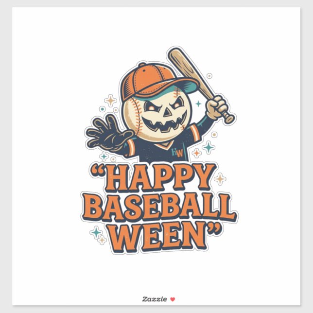 Fröhlicher Baseball Ween Vintage Halloween Basebal Aufkleber (Blatt)