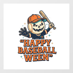 Fröhlicher Baseball Ween Vintage Halloween Basebal Fensteraufkleber