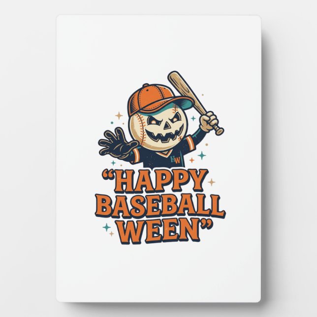 Fröhlicher Baseball Ween Vintage Halloween Basebal Fotoplatte (Vorderseite)