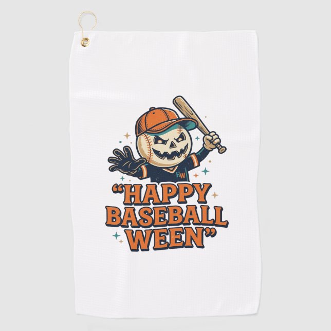 Fröhlicher Baseball Ween Vintage Halloween Basebal Golfhandtuch (Vorderseite)