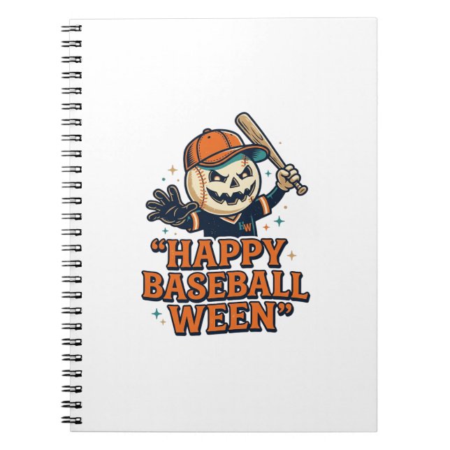 Fröhlicher Baseball Ween Vintage Halloween Basebal Notizblock (Vorderseite)