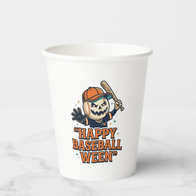 Fröhlicher Baseball Ween Vintage Halloween Basebal Pappbecher (Vorderseite)