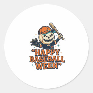 Fröhlicher Baseball Ween Vintage Halloween Basebal Runder Aufkleber