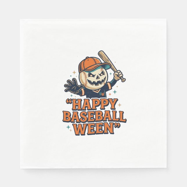 Fröhlicher Baseball Ween Vintage Halloween Basebal Serviette (Vorderseite)