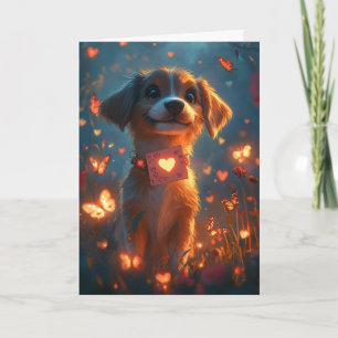 Fröhlicher Beagle Valentinstag Herz Blumen Karte