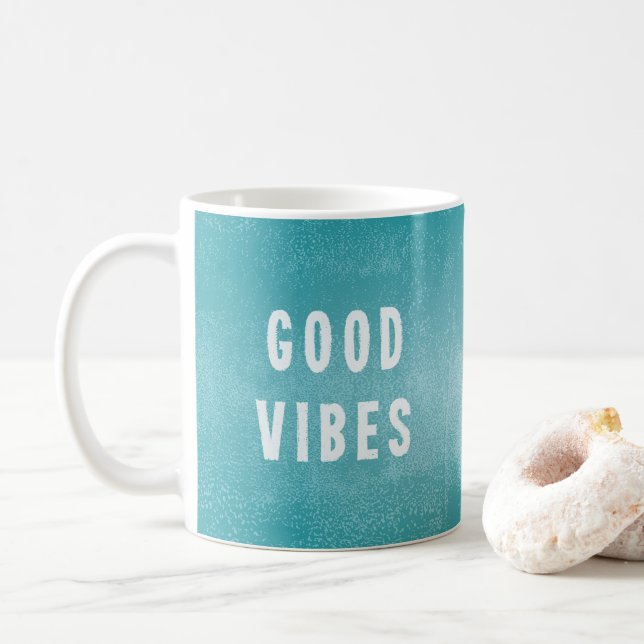 Fröhlicher Blue Good Vibes Office-Kaffee Tasse (Mit Donut)