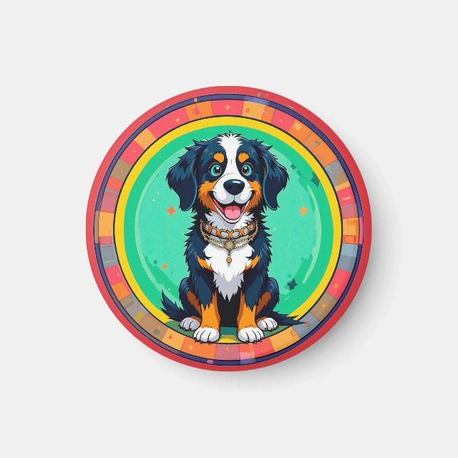 Fröhlicher Cartoon Dog Magnet (Vorne)