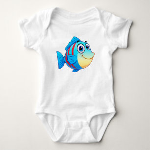 Fröhlicher Cartoon-Fisch mit hellen Farben Baby Strampler