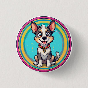 Fröhlicher Cartoon-Hund Button