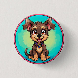 Fröhlicher Cartoon-Hund Button