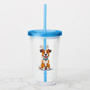 Fröhlicher Cartoon-Hund mit strahlendem Ausdruck Acryltrinkbecher