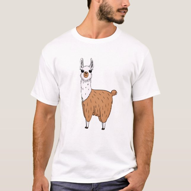 Fröhlicher Cartoon Llama - Helles Tier T-Shirt (Vorderseite)