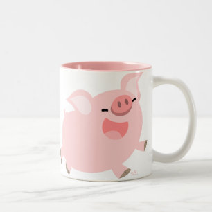 Fröhlicher Cartoon Pig Zollabfertigung Tasse