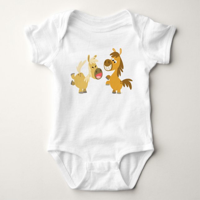 Fröhlicher Cartoon Ponies Baby Apparel Strampler (Vorderseite)