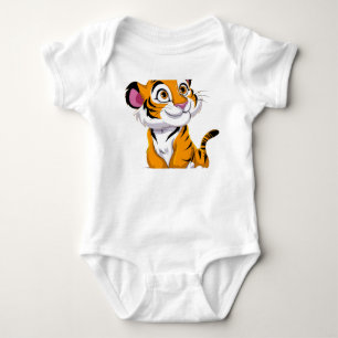 Fröhlicher Cartoon Tiger Cub Jersey Baby Strampler