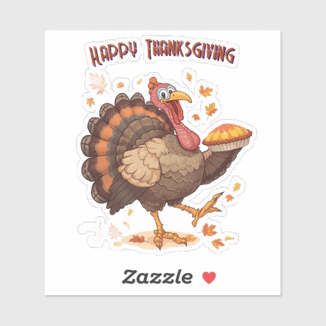 Fröhlicher Cartoon Truthahn Thanksgiving Aufkleber (Blatt)