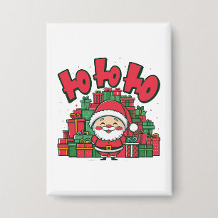 Fröhlicher Cartoon-Weihnachtsmann Weihnachten Button