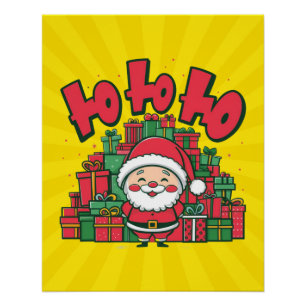 Fröhlicher Cartoon-Weihnachtsmann Weihnachten Poster