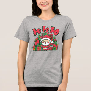 Fröhlicher Cartoon-Weihnachtsmann Weihnachten Tri-Blend Shirt