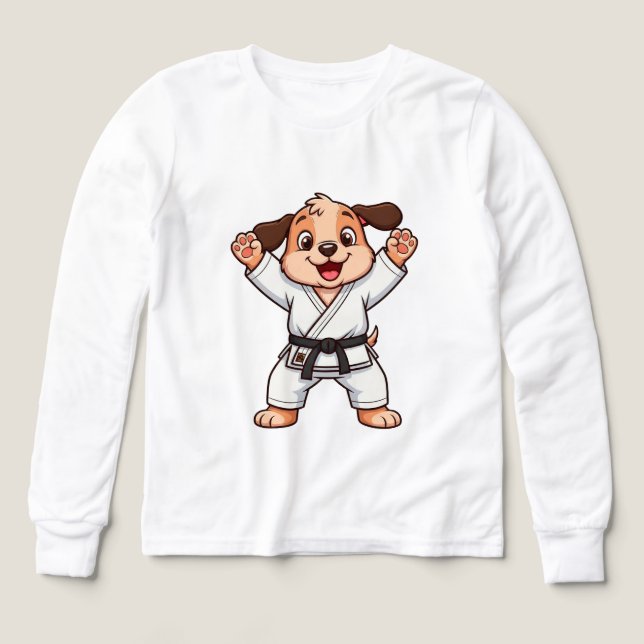 Fröhlicher Cartoon-Welpe im Karate-Anzug (Design Vorderseite)