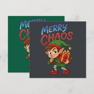 Fröhlicher Chaos Weihnachtself Karte