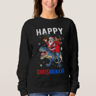 Fröhlicher Chrismukkah Dinosaurier Weihnachtsmann Sweatshirt