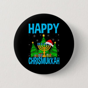 Fröhlicher Chrismukkah Weihnachtsmann Hut Weihnach Button
