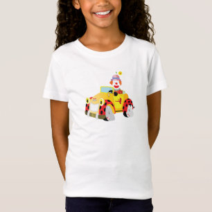fröhlicher Clown fährt einen schwindelerregend gel T-Shirt