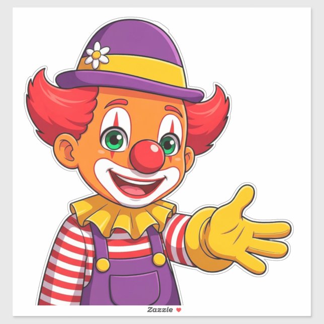 Fröhlicher Clown mit violetter Mütze Aufkleber (Blatt)