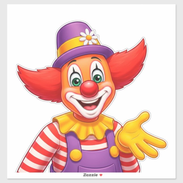 Fröhlicher Clown mit violetter Mütze Aufkleber (Blatt)