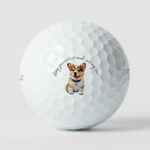 Fröhlicher Corgi 'Bleib positiv und schwinge weite Golfball