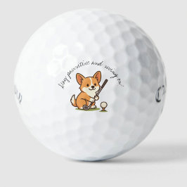 Fröhlicher Corgi 'Bleibe Pawsitive und Swing On'! Golfball