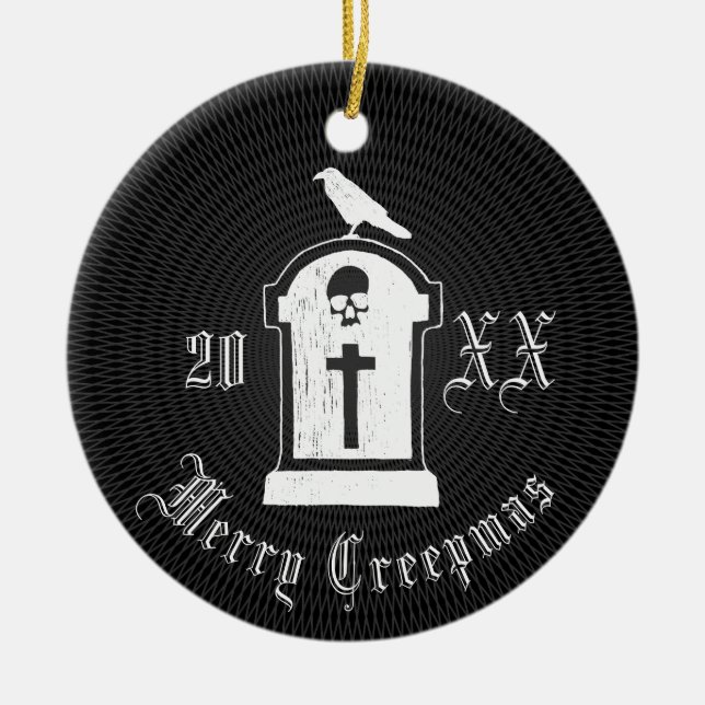 Fröhlicher Creepmas Grundstein Keramik Ornament (Vorne)