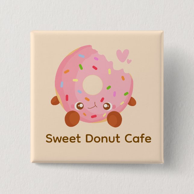 Fröhlicher Donut mit Streuseln Button (Vorderseite)