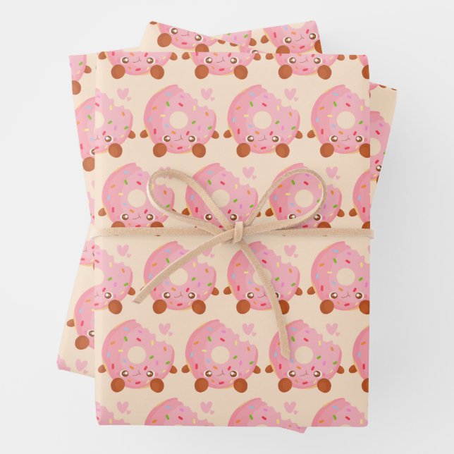Fröhlicher Donut mit Streuseln Geschenkpapier Set (Beispiel)