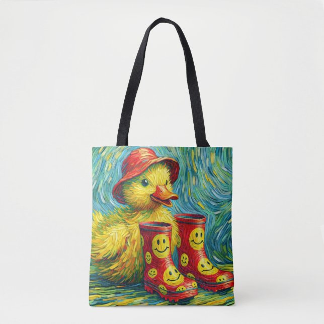 Fröhlicher Ducky in Boots Tote Tasche (Vorderseite)