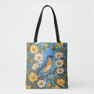 Fröhlicher Eastern Bluebird Gelbe und Weiße Blumen