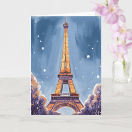 Fröhlicher Eiffelturm | Paris Weihnachten Wasserfa Karte
