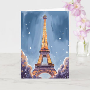 Fröhlicher Eiffelturm Paris Weihnachten Wasserfa Karte