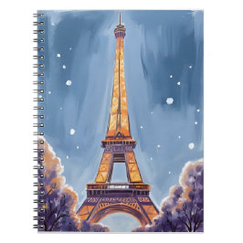 Fröhlicher Eiffelturm | Paris Weihnachten Wasserfa Notizblock