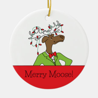 Fröhlicher Elch Weihnachtsbaumanhänger Keramik Ornament