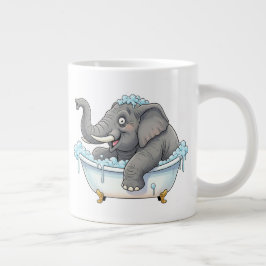 Fröhlicher Elefant, der eine Blase im Bad nimmt Jumbo-Tasse
