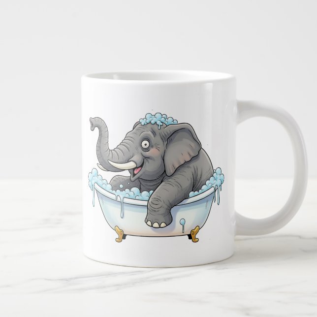 Fröhlicher Elefant, der eine Blase im Bad nimmt Jumbo-Tasse (Rechts)