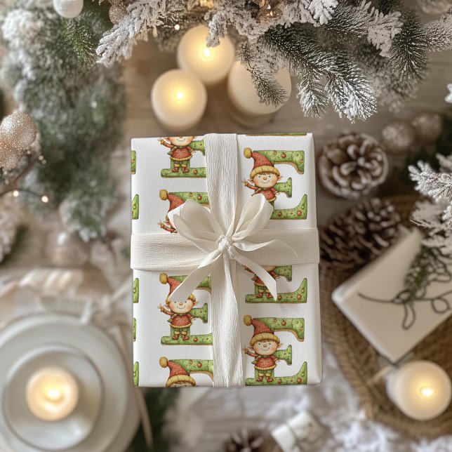 Fröhlicher Elf Brief E Weihnachten Geschenkpapier (Von Creator hochgeladen)