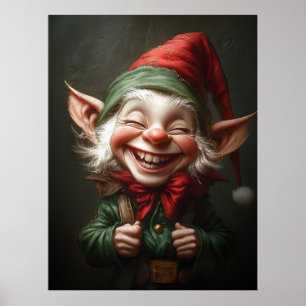 Fröhlicher Elf mit einem großen Lachen Poster