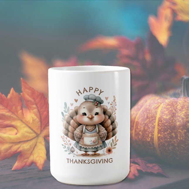 Fröhlicher Erntedank Truthahn Custom Kaffeetasse (Von Creator hochgeladen)