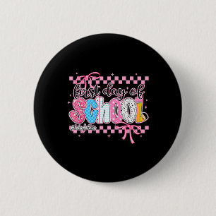 Fröhlicher erster Schultag Bleistift Lehrer Kinder Button